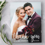Postal Gracias Boda Photo Modern Script<br><div class="desc">Gracias Boda Foto Postcard Moderno Script</div>