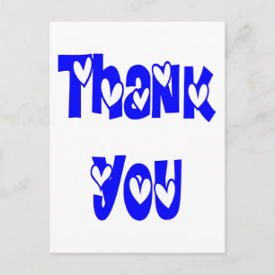 Postal Gracias Bodas de Corazones Azules y Blancos