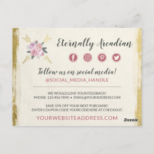 Postal Gracias Bohemias Floral Arrows Rubor Gold
