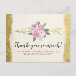 Postal Gracias Bohemias Floral Arrows Rubor Gold