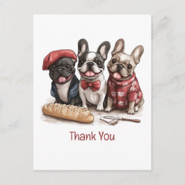 Postal Gracias Bonjour Bulldogs Franceses