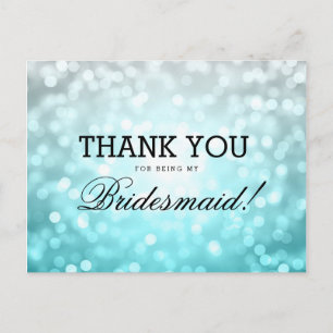 Postal Gracias, Bridesmaid Beach Ombre Purpurina Lights