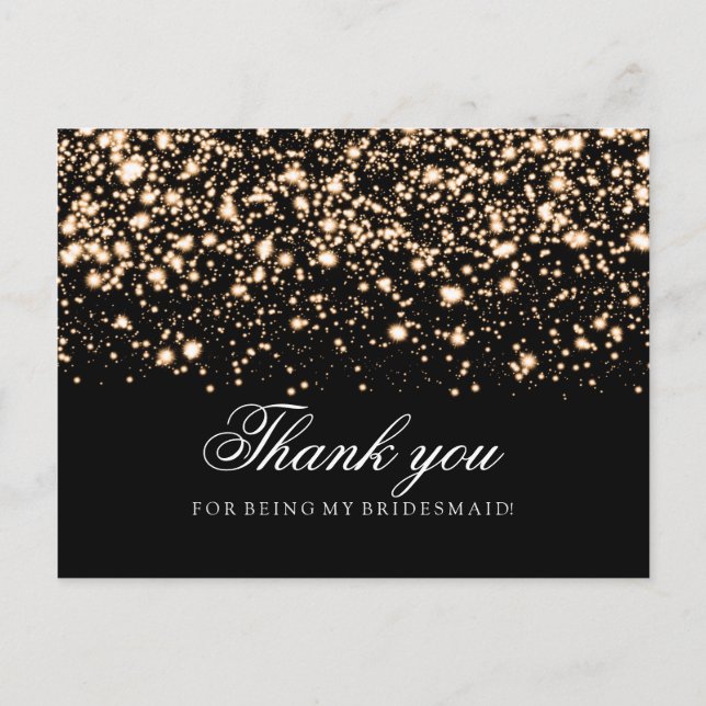 Postal Gracias Bridesmaid Gold Midnight Glam (Anverso)