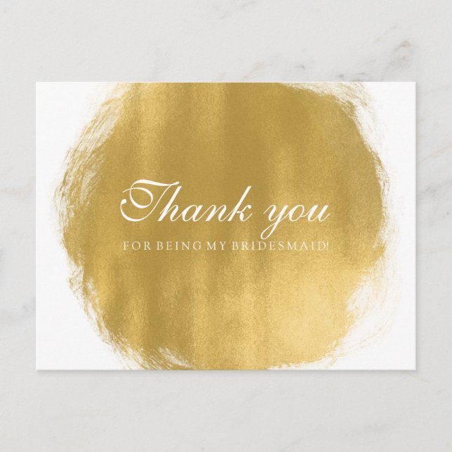 Postal Gracias Bridesmaid Gold Paint Look (Anverso)
