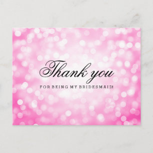 Postal Gracias, Bridesmaid Pink Purpurina Lights