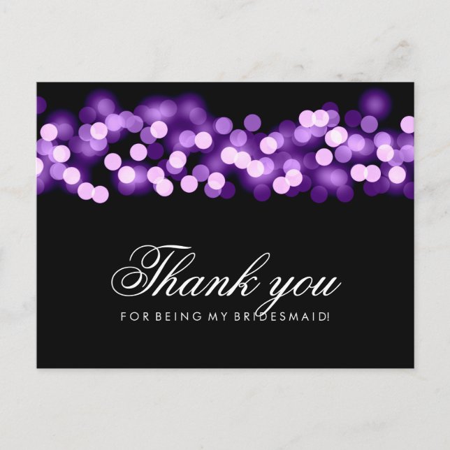 Postal Gracias, Bridesmaid Purple Hollywood Glam (Anverso)