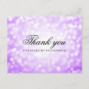 Postal Gracias, Bridesmaid Purple Purpurina Lights