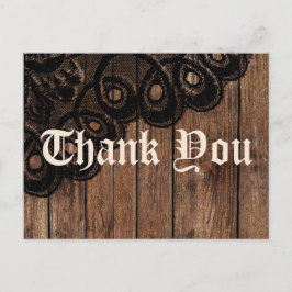 Postal Gracias Brown Wood y Black Faux Lace