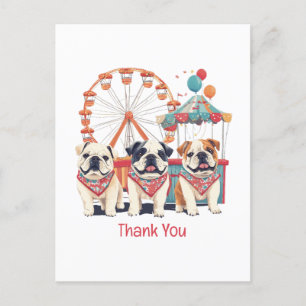 Postal Gracias Bulldogs Ingleses En Una Feria 