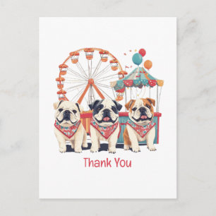 Postal Gracias Bulldogs Ingleses En Una Feria 