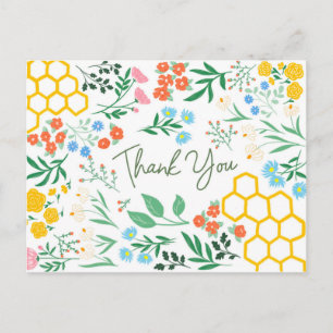 Postal Gracias Bumble Bee y Wild Flower
