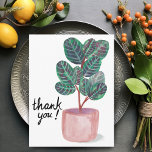 Postal Gracias Calathea Prayer Plant Watercolor<br><div class="desc">Echa un vistazo a esta colorida planta de calateas acuáticas. ¡Puedes guardar el texto o borrar y añadir el tuyo! ¡Visita mi tienda para más!</div>