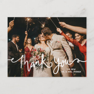 Postal Gracias Caligrafía Blanca Moda elegante moderna