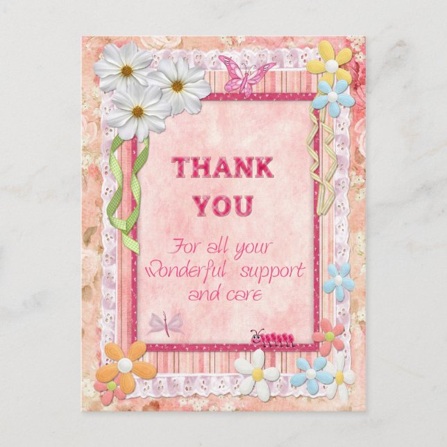 Postal Gracias carer, flor craft card (Anverso)