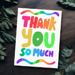 Postal GRACIAS Cartas de burbujas de color arcoiris con c<br><div class="desc">¡La mano te hizo la tarjeta! Personalizar con tu propio texto o cambia los colores. Revisa mi tienda por muchos más colores y diseños o hazme saber si quieres algo personalizado!</div>