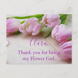 Postal Gracias, chica florida, foto de Tulips
