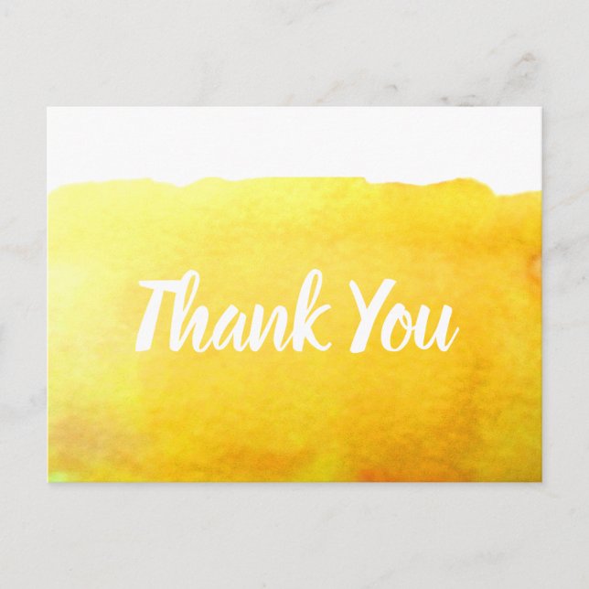 Postal Gracias, cita de arte de la acuarela amarilla cana (Anverso)