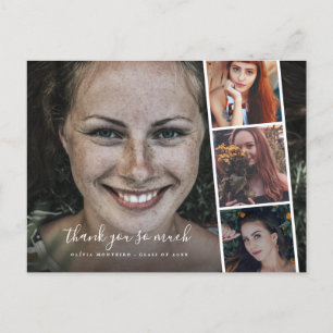 Postal Gracias Collage de fotos de Graduación Moderna Uni