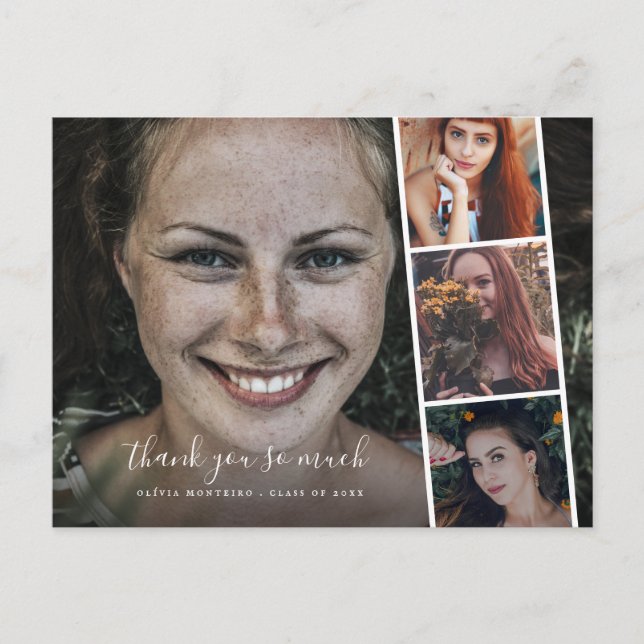 Postal Gracias Collage de fotos de Graduación Moderna Uni (Anverso)
