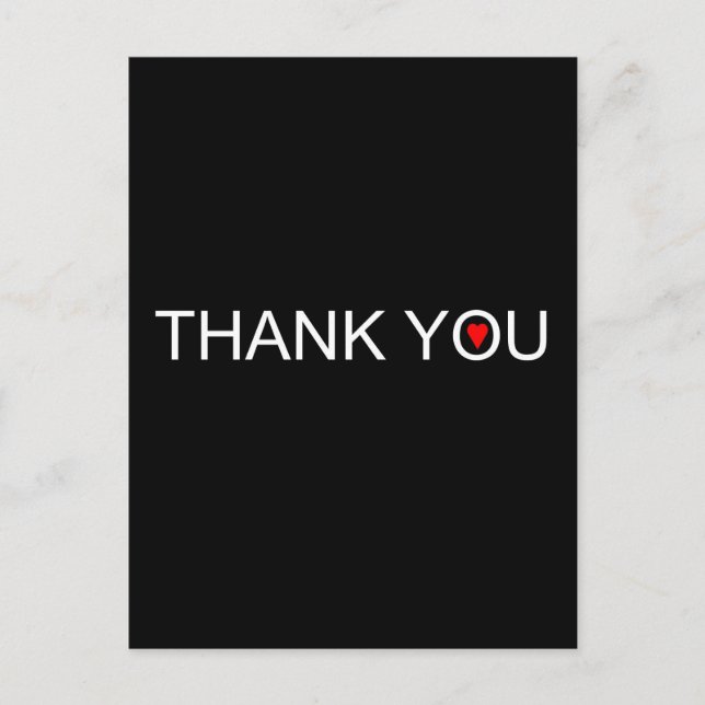 Postal Gracias con el corazón rojo (Anverso)