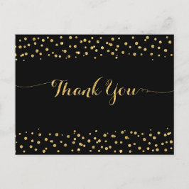 Postal Gracias Confeti Brillante de Oro