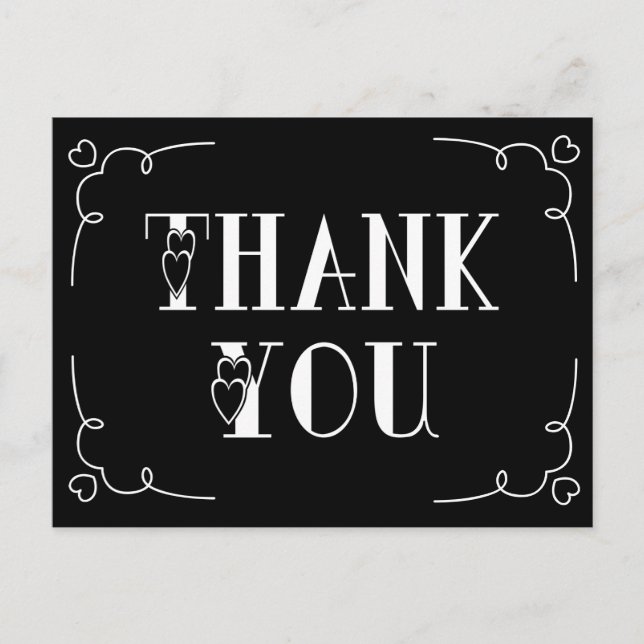 Postal Gracias Corazón Blanco Y Negro (Anverso)