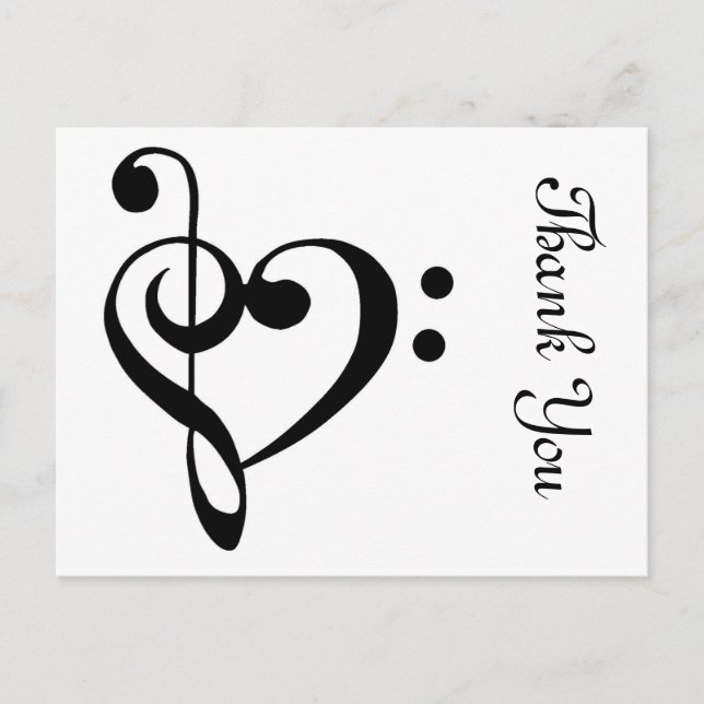 Postal Gracias corazón musical (Anverso)