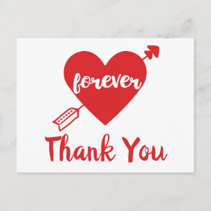 Postal Gracias Corazón Rojo Blanco Boda Ducha Nupcial