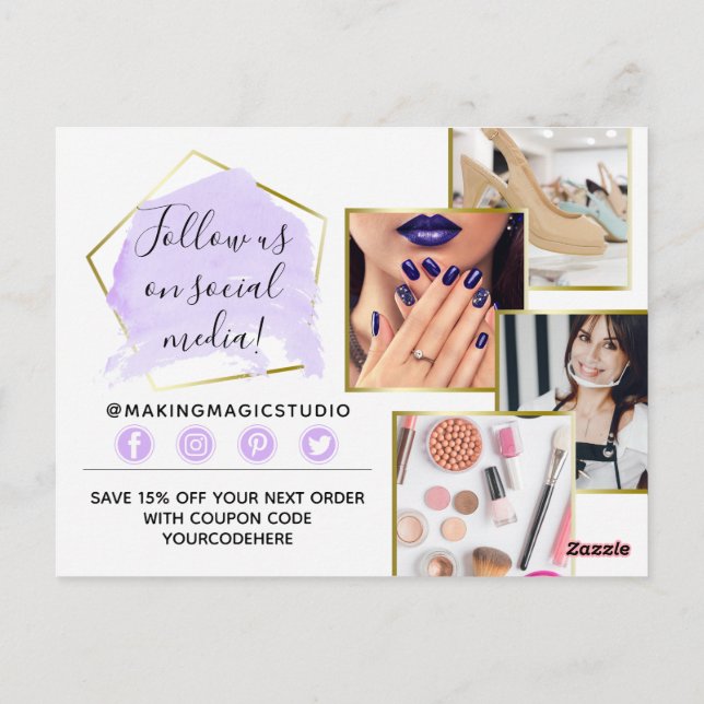 Postal Gracias Crystals de acuarela y Boho de oro 4-Foto (Reverso)