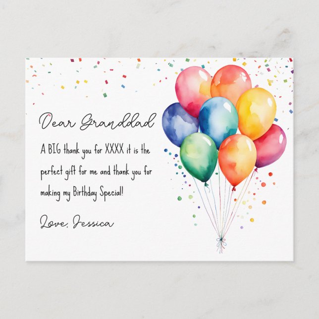 Postal Gracias cumpleaños (Anverso)