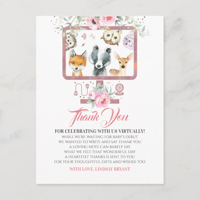 Postal Gracias de Baby Shower virtual (Anverso)