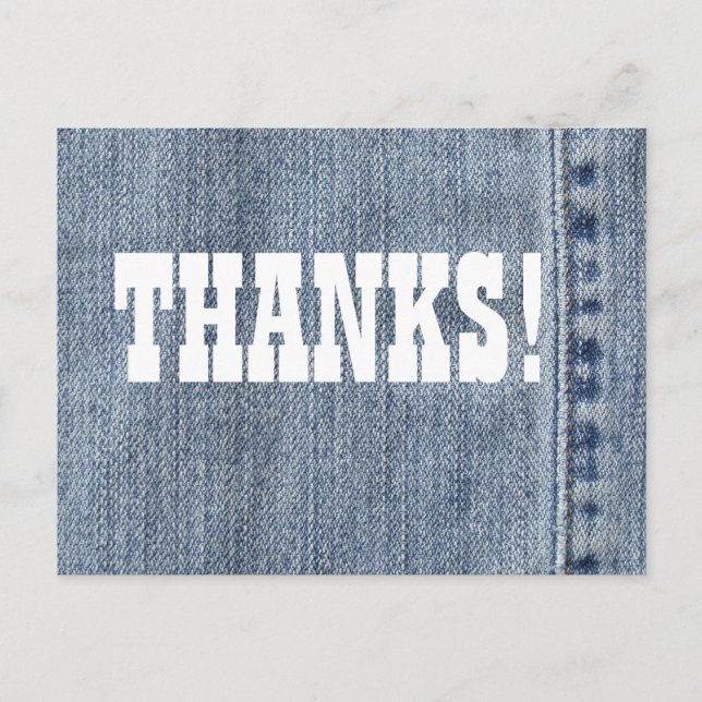 Postal Gracias del dril de algodón (Anverso)