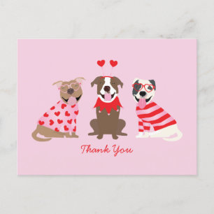 Postal Gracias Día de San Valentín American Pit Bull Terr
