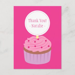 Postal Gracias, Dulce Cupcake, Rosa