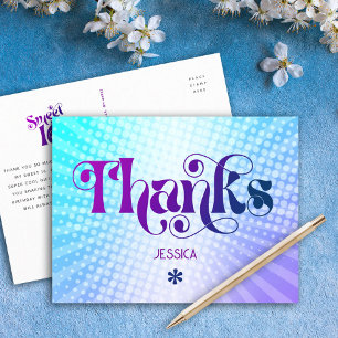 Postal Gracias Dulces 16 Groovy Gradiente Azul Púrpura