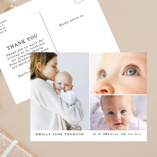 Postal Gracias Dulces Tres Fotos Baby Shower