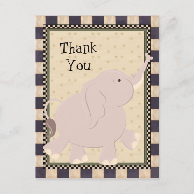 Postal Gracias Elephant Personalizado Postcard (Anverso)