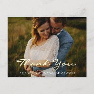Postal Gracias En Amor Boda Foto Guión De Oro Azul