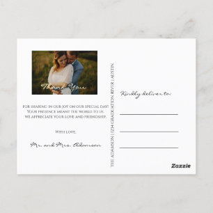 Postal Gracias En Amor Boda Foto Guión De Oro Blanco