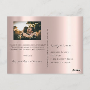 Postal Gracias En Amor Boda Foto Rosa Gris Oro