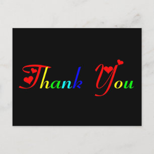 Postal Gracias en colores arcoiris