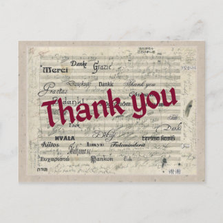 Postal Gracias en muchos idiomas en Beethoven Score