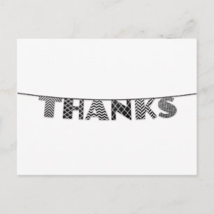Postal Gracias en Pattering Bunting Black and White