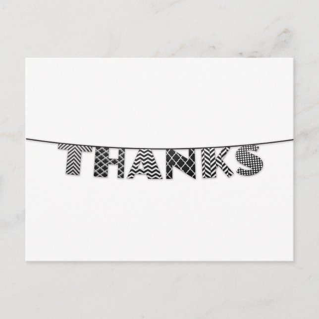 Postal Gracias en Pattering Bunting Black and White (Anverso)