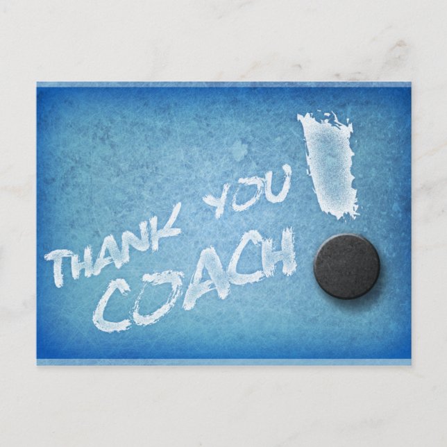 Postal Gracias entrenador de hockey PostCard Icy Blue Sty (Anverso)