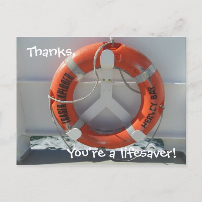 Postal ¡Gracias, eres un salvavidas! (Anverso)