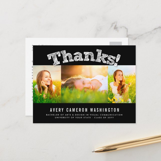 Postal Gracias Esbozado Por La Graduación De Fotografías  (Anverso/Reverso In Situ)