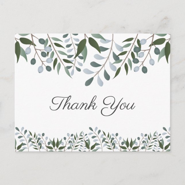 Postal Gracias Eucalyptus Greenery Floral (Anverso)