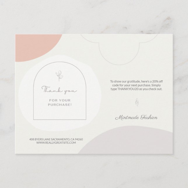 Postal Gracias femeninas personalizadas por su negocio (Anverso)