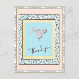 Postal Gracias Floral Blue Balloon Spark Silver